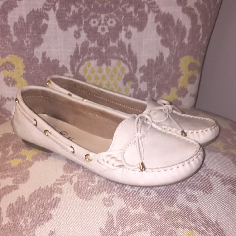 Off white leather loafers